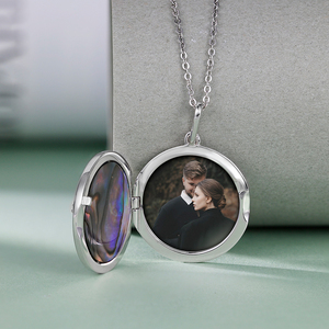 Grace Jewel 925 Sterling Bạc bào ngư vỏ cây của cuộc sống gia đình cây ảnh mề đay đồ trang sức memorial Vòng cổ mặt dây chuyền - Product Image 4