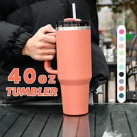 Gobelet de voyage isotherme en acier inoxydable SS304 de 40 oz, sans BPA, avec poignée portable pour l'extérieur et paille, compatible eau bouillante