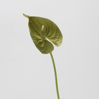 Bunga Anthurium Hijau Artificial PU Real Touch Tangkai Tunggal Bunga Flamingo Palsu untuk Dekorasi Rangkaian Bunga Pernikahan dan Rumah