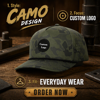 Topi Trucker 5 Panel Custom Grosir, Bernapas, Berlubang Laser Cut, Topi Golf, Bordir 3D Camo, Topi Baseball Olahraga Luar Ruangan