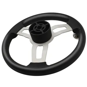 Boat Marine Steering Wheel Aluminium With Black PU Foam 13.5" With Knob Boat Steering Wheel