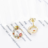 CM bijoux fantaisie femmes cadeau pendientes elegante couleur zircon 14k plaqué or symétrique oreilles de lapin lune boucles d'oreilles