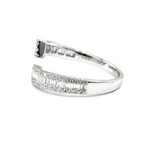 Chine bijoux en gros de noël de qualité supérieure platine 950 or blanc véritable diamant baguette détaillée demi-voie bague pour fille - Product Image 3