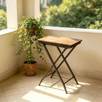 Table d'appoint industrielle avec structure métallique et plateau en bois, table pliable vintage, table d'appoint pour patio et jardin, pour l'intérieur et l'extérieur, meubles de maison
