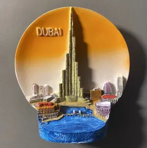 Ímã de geladeira de resina 3D feito a mão para turismo e viagens em Dubai, Arábia Saudita