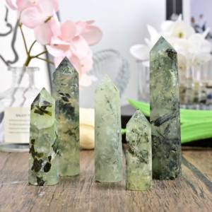 Tour de Prehnite Naturelle Vert Pomme 4-10cm, Colonne de Cristal Polie, Guérison Énergétique, Décoration Feng Shui Maison et Bureau, Vente en Gros - Product Image 3