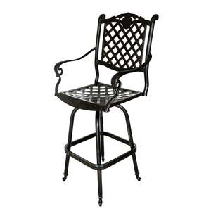 Ensemble tabouret et table de bar élégant pour l'extérieur en fonte d'aluminium pour la salle à manger, le parc ou le jardin de la villa - Product Image 1