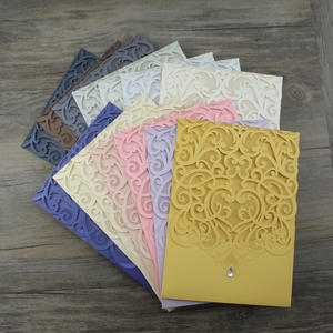 Invitations de mariage de poche découpées au laser australiennes rustiques faites à la main avec <span class=keywords><strong>diamant</strong></span> - Product Image 2