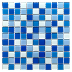 Azulejos de mosaico de vidro para pisos de piscinas, azulejos de mosaico de vidro para piscinas, azulejos de mosaico de vidro de 300 mm por atacado