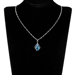 Collana con Ciondolo a Goccia Blu per Donna, Gioiello Elegante e alla Moda - Product Image 4