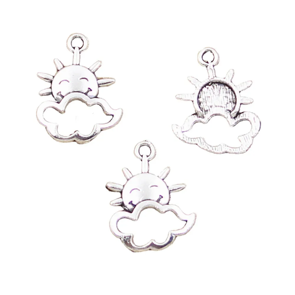 Charm sun cloud 20x17mm fatto a mano in forma, Vintage tibetano ciondoli Color argento, fai da te per bracciale collana