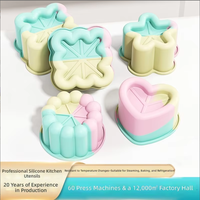 Nouveau moule à gâteau en silicone noir, motif rainures, fleurs et cœurs, résistant à la chaleur, pour desserts et pâtisseries, idéal pour l'export.