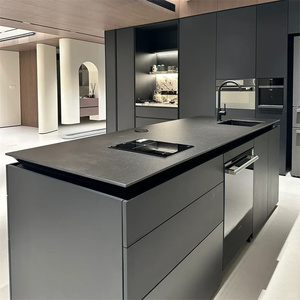 Modèle de luxe îlot de cuisine en pierre frittée îlot <span class=keywords><strong>noir</strong></span> ensemble de meubles de cuisine haut de gamme - Product Image 6