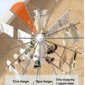 قاعدة عجلات رف تجفيف الملابس الحديثة ، 16 قضبان طوي تجفيف الملابس الرف لغسيل الملابس - Product Image 5