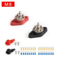 Columna de cableado roja y negra M6 M8 M10 para RV y yates, con tuerca de fijación OLIVER, divisor de distribución de energía de 8 vías
