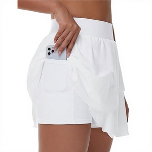 Women's White Organza Tennis <b>Skirt</b> A-Line Mini Sporty Pleated Ruffles <b>Elastic</b> Waist Summer Breathable Chiffon <b>Skirt</b> - Product Image 4