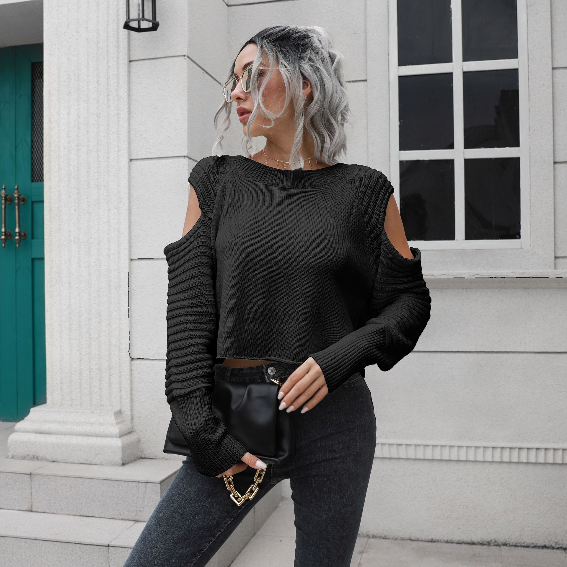 フィットネストップス BLUGIRL Women Sweater PF4014T030022222 BLACK Zumba Haus Oversized Waffle Sweatshirt – Zumba Wear | STRONG iD