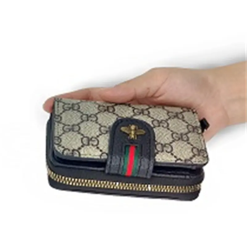 Wholesale customized women's short coin purse classic flower letter wallet folding wallet multi-functional card bag