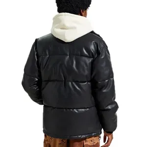 Veste en duvet de moto de qualité supérieure Veste en cuir PU pour hommes Personnaliser la conception de logo en gros - Product Image 5