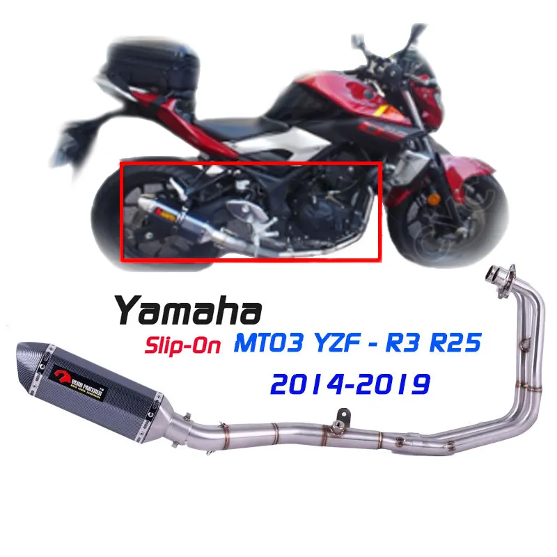 Motorfiets Uitlaat Full-Systeem Demper Motorcross Voor Yamaha Yzf R3 R25 YZF-R3 MT-03 Mt03 2014 Tot 2019 Uitlaat Demper Escape