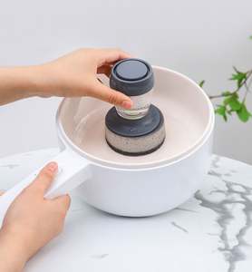 Wholesale Long Handle Hydraulic <b>Kitchen</b> Pot Cleaning Brush with Foldable Hanging Garbage Can Eco-Friendly <b>Plastic</b> Sponge for - Product Image 5