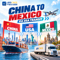Transit de fret FCL Chine-Mexique via les États-Unis, conteneurs 20GP, 40GP, 40HQ, livraison porte-à-porte