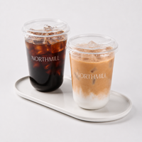 Gobelet en plastique jetable écologique givré avec couvercle scellable en PP transparent, logo personnalisé pour mariage, fête, cocktail, jus, boisson froide, événement