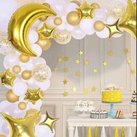 Kit de 54 ballons en aluminium étoiles et lunes avec ballons en mylar dorés en forme d'étoile et de grande lune pour mariage, baby shower, anniversaire