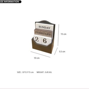 Vintage Wooden Block Calendar Reusable Desktop Calendar <b>Rustic</b> <b>Office</b> Home <b>Desk</b> Decoration - Product Image 5