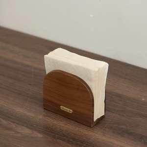 Solid Wood <b>Standing</b> Tissue Holder <b>Fan</b> Shaped Corner Natural Color Modern Minimalist Design For Restaurants Cafes - Product Image 3