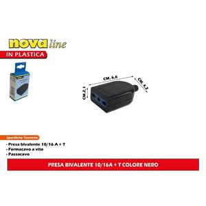Presa Doppia Nera 10/16A + T per Spine e Prese - Product Image 1