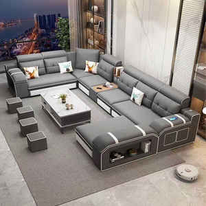 أريكة قماشية جديدة بتقنية اللاتكس غير القابل للغسل والقابل للفك والتركيب، أثاث وظيفي بتصميم بسيط وعصري يجمع أحجام مختلفة لغرفة المعيشة - Product Image 1