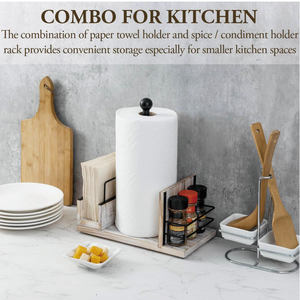 Ensemble de vaisselle tout-en-un en bois blanchi et en métal pour serviettes de table et porte-serviettes en papier - Product Image 6