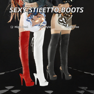 Chaussures à talons aiguilles de 15 cm pour femme, style gothique, sexy, fetish, pour boîte de nuit, soirée, danse exotique, pole dance, avec lacets au-dessus du genou, collection automne - Product Image 4