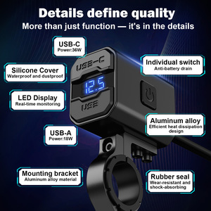 Cargador USB para motocicleta PD tipo C y cargador rápido 3.0 con voltímetro, adaptador SAE a USB de desconexión rápida a prueba de agua - Product Image 4