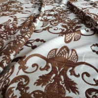 Tissu de matelas en polyester double jacquard à motif floral couleur café, style rétro classique, pour la décoration intérieure