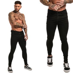 Pantaloni da uomo <span class=keywords><strong>Super</strong></span> Shredz nuovi eleganti pantaloni in Denim <span class=keywords><strong>Skinny</strong></span> Fit pantaloni lunghi strappati <span class=keywords><strong>Jeans</strong></span> neri da uomo - Product Image 1