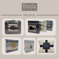 Besta Ensemble de couette à ultrasons léger de taille King Design géométrique Remplissage en polyester 3 pièces Vente en gros pour la maison Mariage Hôtel