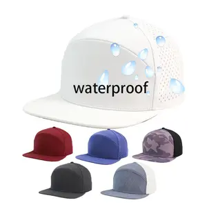 HS15 personalizado hombres 6 panel logo béisbol no impermeable Veracap SnapBack corte láser agujero hidro impermeable gorra de golf sombreros