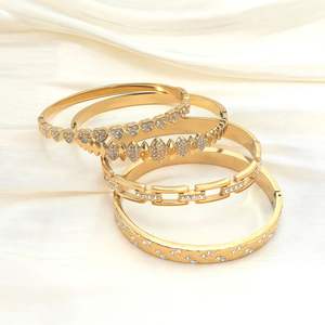 מפעל חם למכור pvd 18k צבע מתכת מצופה ארבעה דגמים שונים היפ הופ נירוסטה עם מלבן rhinestone - Product Image 2