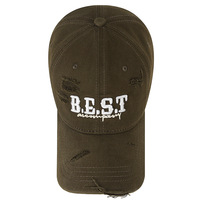 Gorra de Béisbol de Algodón con Diseño Desgastado, Detalles de Borde Crudo, Bordado a Máquina, Corona Suave Ajustable para Unisex