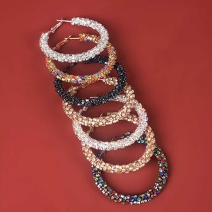 K-Style Women's 5cm Exaggerated Wedding <b>Dress</b> Jewelry Full Diamond C-Shaped Earrings Easy Match Fine Stud Earrings Yiwu Factory - Product Image 6