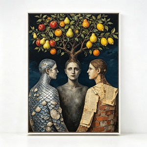 Dipinto a Olio con Figure Surreali e Alberi da Frutto, Stampa su Tela Vintage Dark Art, <span class=keywords><strong>Arte</strong></span> Astratta Albero-Umano per Arredamento Casa e Hotel - Product Image 1