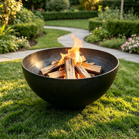 Grande Fontaine d'Extérieur en Acier Corten Effet Rouillé, Bassin de Piscine, Bol d'Eau Paysager, Sphère de Feu, Décoration de Jardin