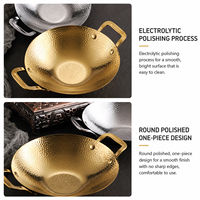 Mini-plat à fondue et plat à fondue sèche en acier inoxydable 304 épaissi, doré, à double poignée, pour cuisinière à alcool, ustensile de cuisson de table pour restaurant