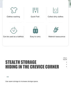 Panier à linge pliable en plastique, <span class=keywords><strong>baignoire</strong></span> pliable multifonction pour bébé/animal de compagnie/spa pour les pieds, usage domestique - Product Image 4