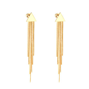 Fashion Wholesale <b>Fine</b> 14k 18k Gold Plated 316L Stainless Steel Tassel Drop Dangle Gold <b>Earrings</b> for Women - Product Image 5