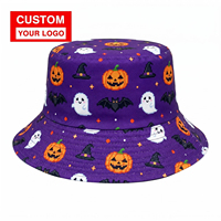 Ujoy Gift - Sombrero de cubo unisex de moda para Halloween, gorro al por mayor con estampado de calabaza de dibujos animados, sombrero informal aplicable para viajes