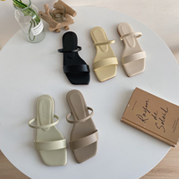 Sandales plates simples de couleur unie K38