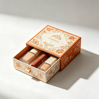 Boîte rigide coulissante en similicuir texturé floral personnalisée avec tiroir pour crème pour les mains, bijoux, coffret cadeau